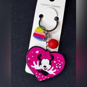 BAG CHARM Heart Minnie Keychain Red Heart